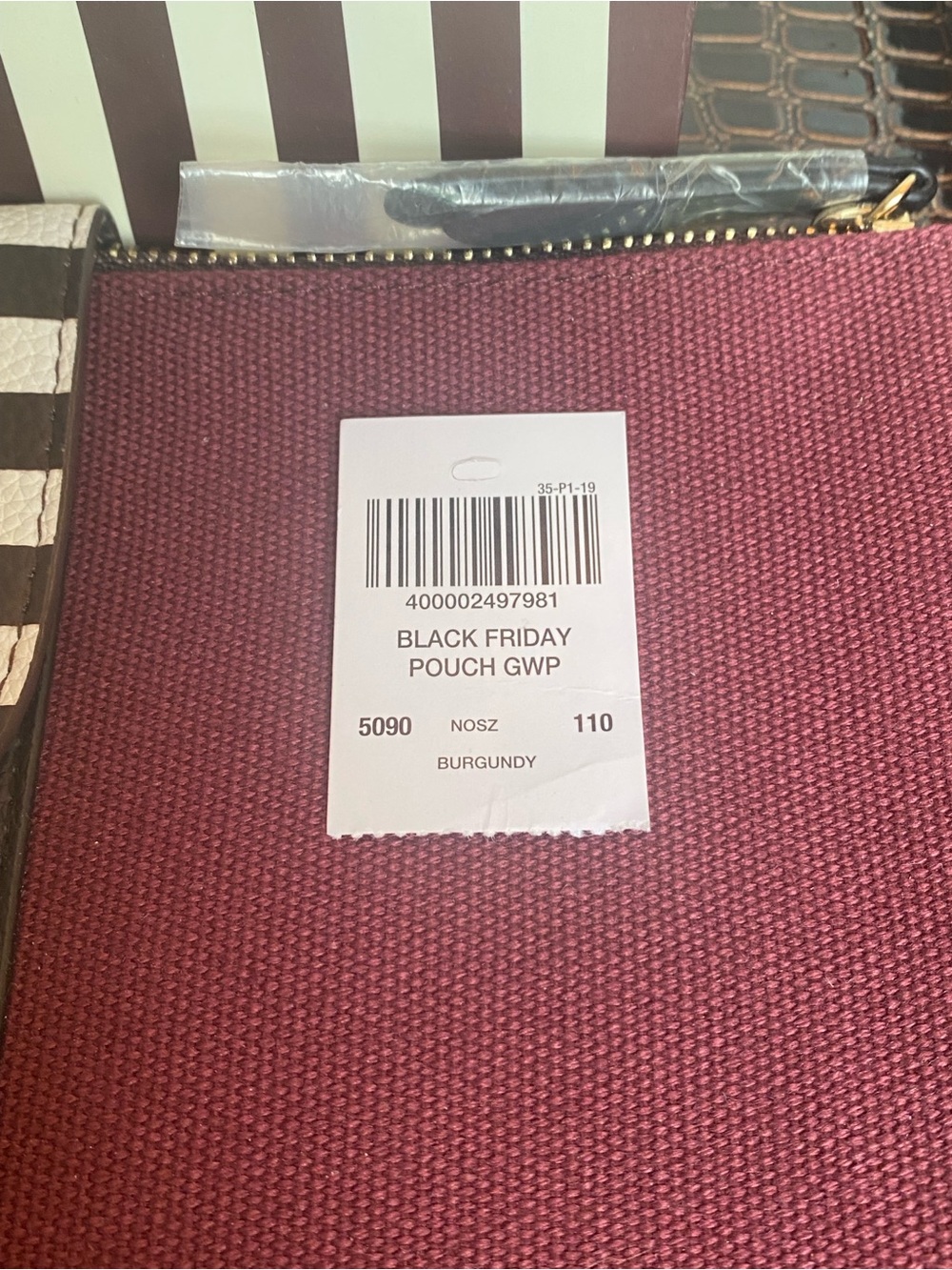 Henri Bendel Burgundy Black Friday Pouch GWP w/Stripe Tab & Bonus Bag w/Tissue - Picture 6 of 16